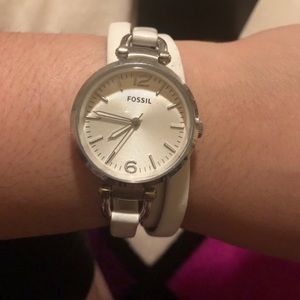 Fossil Wrap Watch White Leather Band